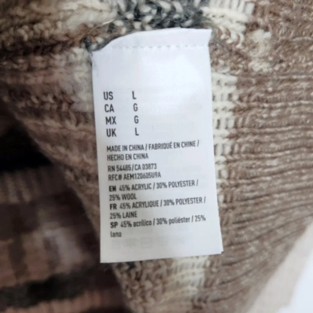 American Eagle Outfitters Aztec Wool Blend Sweater Size Large Brown Beige Gray